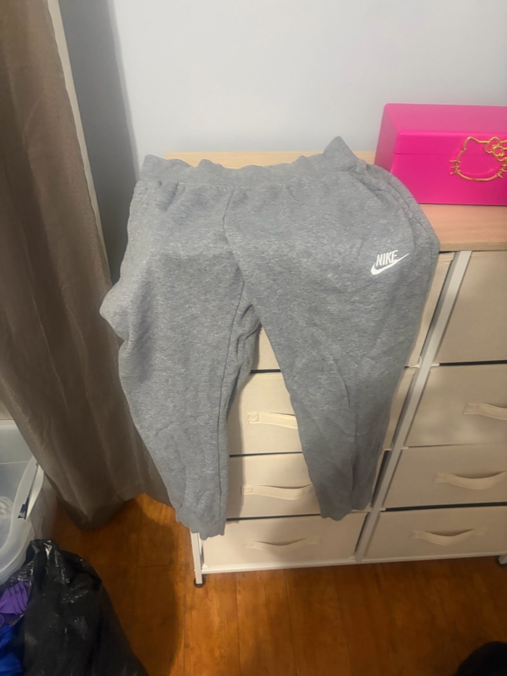 Nike Gray Kids Sweatpants with White Swoosh